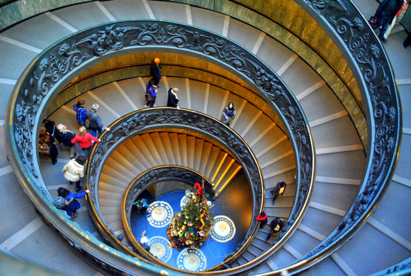 Rome, Italy, Roma, Italia, Vatican, "Vatican Museum", Christmas, "Christmas tree", stairs